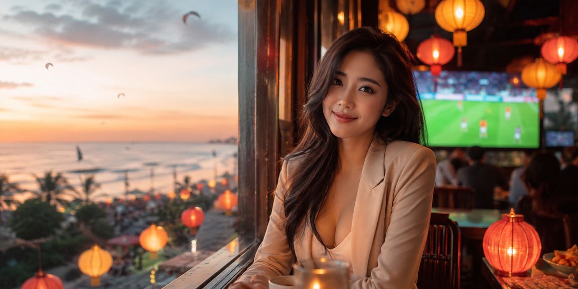 Người dùng tại Hội An xem kèo bóng đá và đặt cược trực tuyến qua điện thoại bên ly cà phê